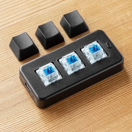 プログラマブルキーボード（ミニ3キー・片手キーボード・左手デバイス・ゲーミングキーボード・マクロキーボード・マクロ機能・メカニカル・青軸・割付・バックライト付き・有線接続・ブラック） SKB075