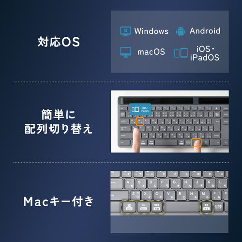 ソーラー充電（Bluetoothキーボード・パンタグラフ・静音・テンキー付き・フルキーボード・Win・Mac・iOS対応・ワイヤレス・無線・日本語配列・マルチペアリング・エコ・グレー）