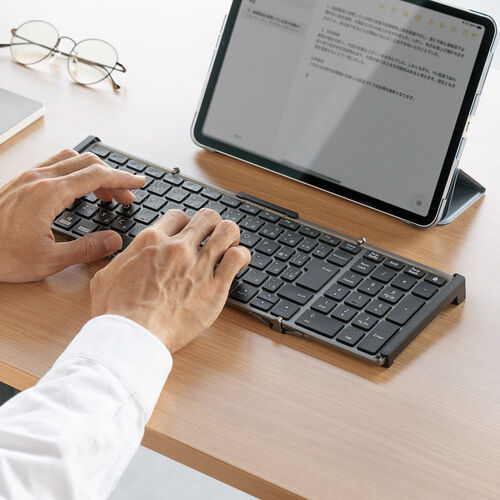 ワイヤレスキーボード（Bluetoothキーボード・折りたたみ・iPhone対応・iPad対応・日本語配列・Bluetooth5.1・充電式・日本語取説あり）