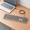 ワイヤレスキーボード（Bluetooth＆2.4Gレシーバー・日本語配列・フルサイズ・マルチペアリング3台・充電式・パンタグラフ式・ベージュ）