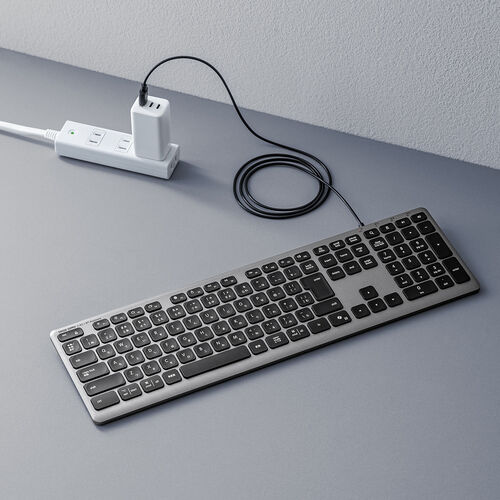 ワイヤレスキーボード（Bluetooth＆2.4Gレシーバー・日本語配列・フルサイズ・マルチペアリング3台・充電式・パンタグラフ式・ブラック）