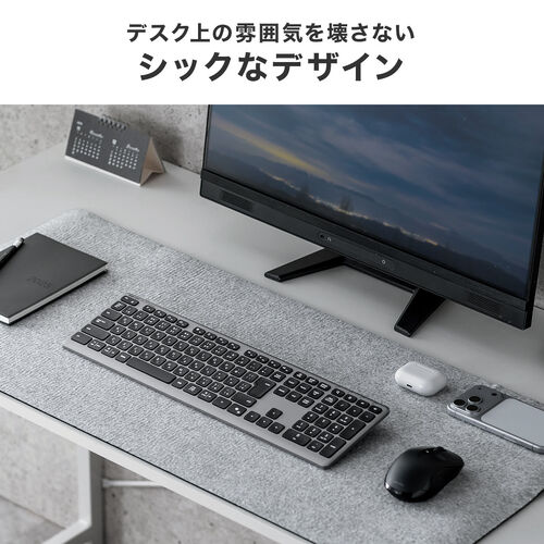 ワイヤレスキーボード（Bluetooth＆2.4Gレシーバー・日本語配列・フルサイズ・マルチペアリング3台・充電式・パンタグラフ式・ブラック）