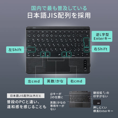 Bluetoothキーボード（iPadケース付き・第10世代 / A16 専用・ワイヤレスキーボード・無線・パンタグラフ・タッチパッド付き・マグネット着脱・充電式・日本語配列・JIS配列）