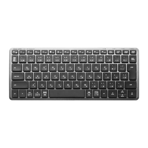 ワイヤレスキーボード（テンキーレス・Bluetooth＆2.4Gレシーバー・日本語配列・マルチペアリング3台・充電式・パンタグラフ式・小型・コンパクト・ブラック）