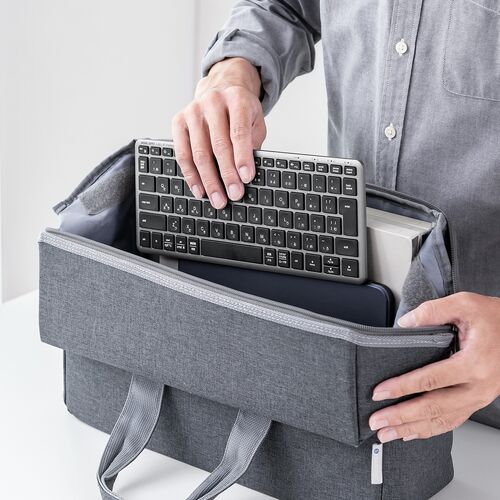 ワイヤレスキーボード（テンキーレス・Bluetooth＆2.4Gレシーバー・日本語配列・マルチペアリング3台・充電式・パンタグラフ式・小型・コンパクト・ブラック）