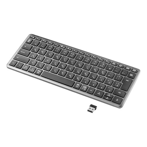 ワイヤレスキーボード（テンキーレス・Bluetooth＆2.4Gレシーバー・日本語配列・マルチペアリング3台・充電式・パンタグラフ式・小型・コンパクト・ブラック）