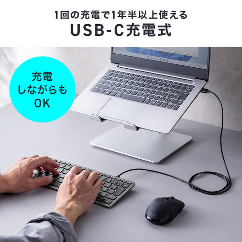 ワイヤレスキーボード（テンキーレス・Bluetooth＆2.4Gレシーバー・日本語配列・マルチペアリング3台・充電式・パンタグラフ式・小型・コンパクト・ブラック）