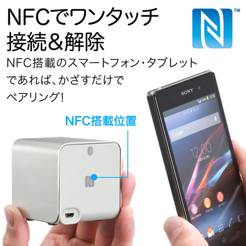 コンパクトBluetoothスピーカー（NFC搭載・キューブ型・iPhone・スマートフォン対応・ブラック）