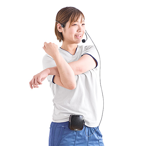 ポータブル拡声器（ハンズフリー・ヘッドマイク付・クリップ・ストラップ・音楽同時再生可・プレゼン・イベント・USB/microSD対応・最大10W) EZ4-SP065