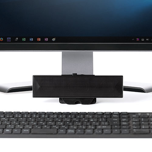 スピーカー（サウンドバー・USB電源・USB接続・PCスピーカー・クリップ&スタンド対応・コンパクト・6W・持ちはこび）