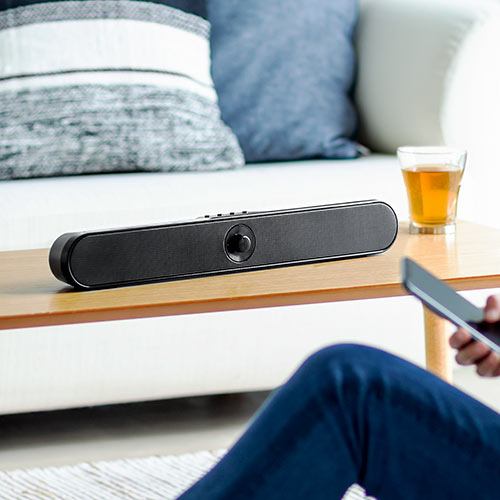 サウンドバースピーカー（パソコン・スマホ・テレビ接続・Bluetoothワイヤレス・バッテリー内蔵・USB充電・USB/SD・20W出力）