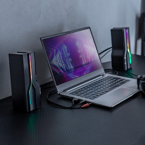 Bluetoothスピーカー（ワイヤレス接続・有線接続・サウンドバー・据え置き・LED付き・USB電源・10W）