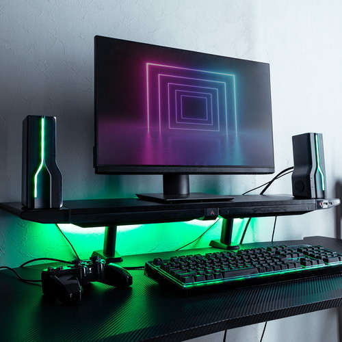 Bluetoothスピーカー（ワイヤレス接続・有線接続・サウンドバー・据え置き・LED付き・USB電源・10W）