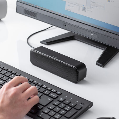 USBスピーカー（サウンドバー・小型・ケーブル2ｍ・6ワット・パソコン用・USB接続・おすすめ）サンワサプライ SP109