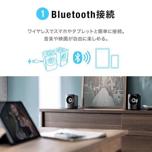 PCスピーカー（Bluetoothスピーカー・USBスピーカー・3.5mm接続対応・10W・低音強調・パッシブ搭載・コンパクト）
