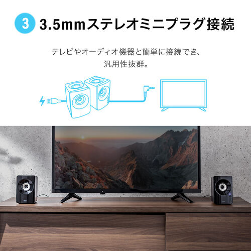 PCスピーカー（Bluetoothスピーカー・USBスピーカー・3.5mm接続対応・10W・低音強調・パッシブ搭載・コンパクト）