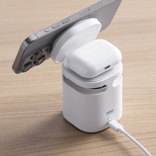 Bluetoothスピーカー（ワイヤレス充電・スマホ充電・MagSafe対応・7.5W・スタンド機能・ホワイト）