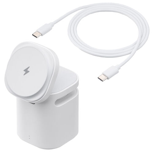 Bluetoothスピーカー（ワイヤレス充電・スマホ充電・MagSafe対応・7.5W・スタンド機能・ホワイト）