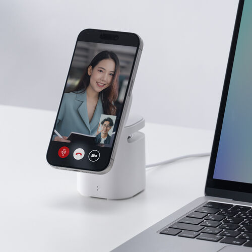 Bluetoothスピーカー（ワイヤレス充電・スマホ充電・MagSafe対応・7.5W・スタンド機能・ホワイト）