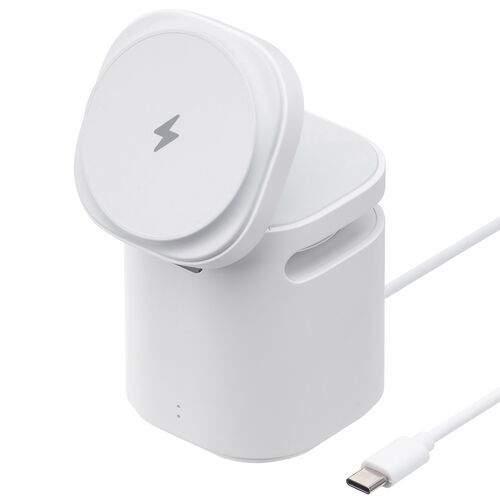 Bluetoothスピーカー（ワイヤレス充電・スマホ充電・MagSafe対応・7.5W・スタンド機能・ホワイト）