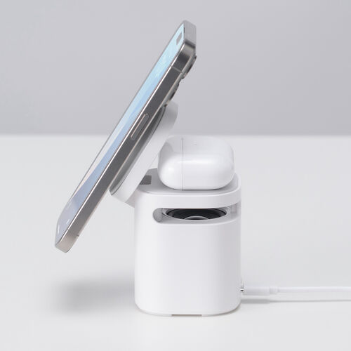 Bluetoothスピーカー（ワイヤレス充電・スマホ充電・MagSafe対応・7.5W・スタンド機能・ホワイト）