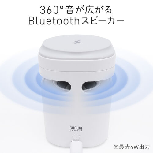 Bluetoothスピーカー（ワイヤレス充電・スマホ充電・MagSafe対応・7.5W・スタンド機能・ホワイト）