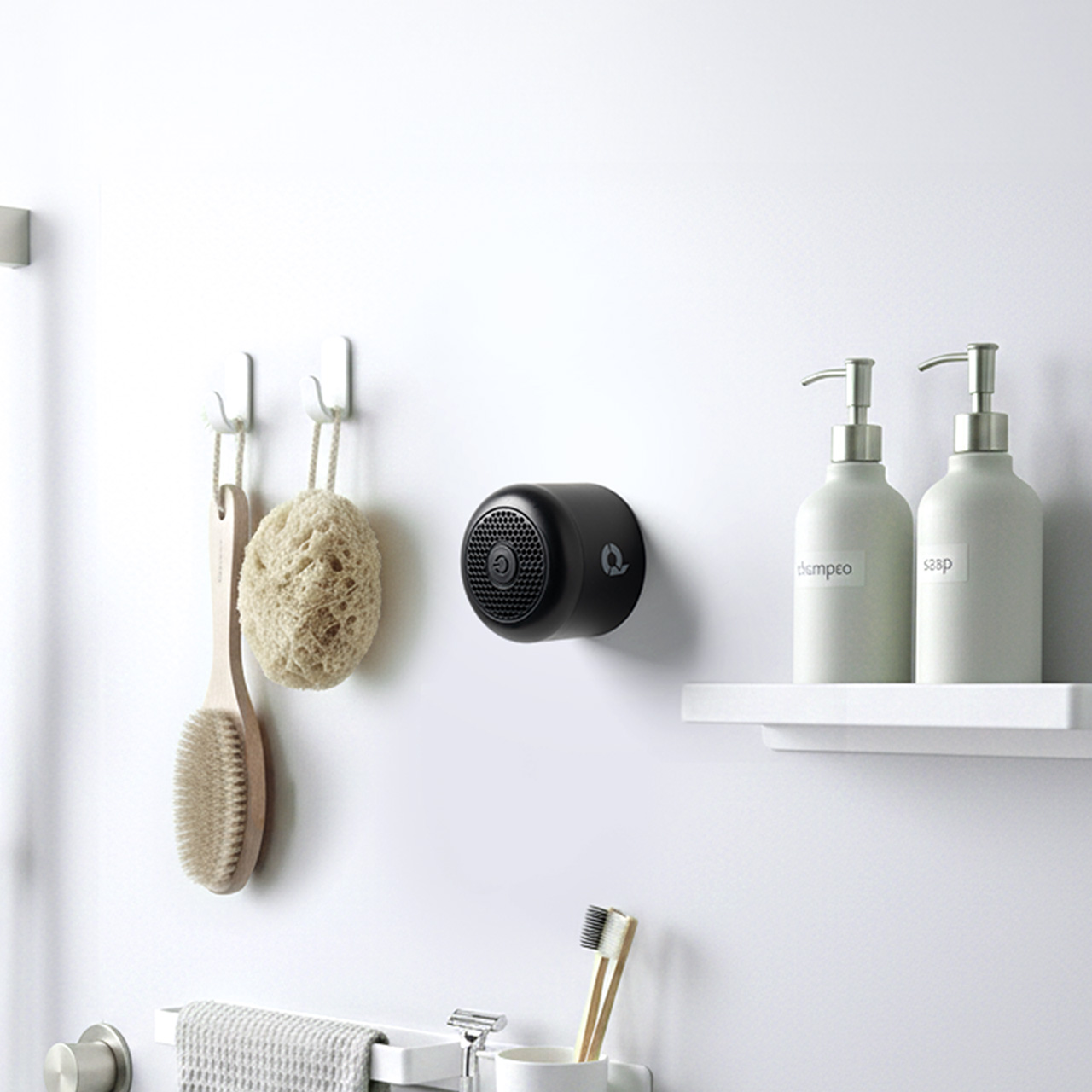 防水スピーカー（Bluetooth・ワイヤレス・お風呂スピーカー・磁石取付・IPX6・コンパクト・小型・長時間再生・2個セット）