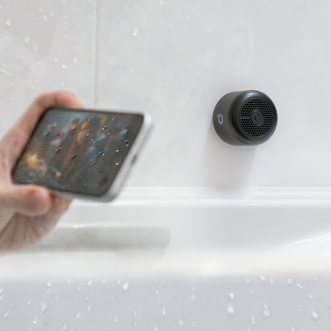 防水スピーカー（Bluetooth・ワイヤレス・お風呂スピーカー・磁石取付・IPX6・コンパクト・小型・長時間再生・2個セット）