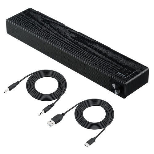 サウンドバー スピーカー（木製・Bluetooth・20W・ハイパワー・バッテリー内蔵・コンパクトタイプ）