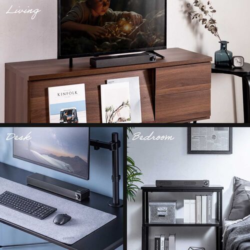 サウンドバー スピーカー（木製・Bluetooth・20W・ハイパワー・バッテリー内蔵・コンパクトタイプ）