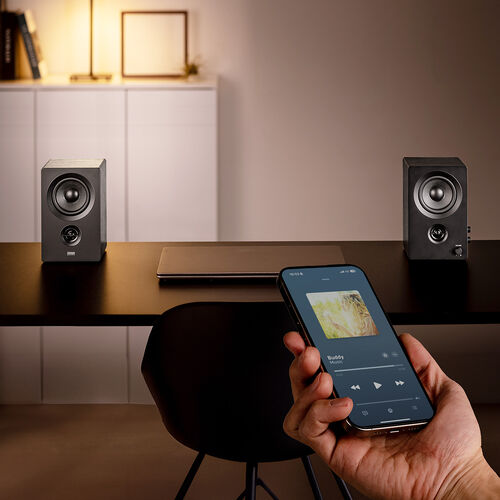 PCスピーカー（Bluetooth・木製・50W・高音質・2ch・ステレオ・コンパクト・有線・スマホ・テレビ・パソコン）