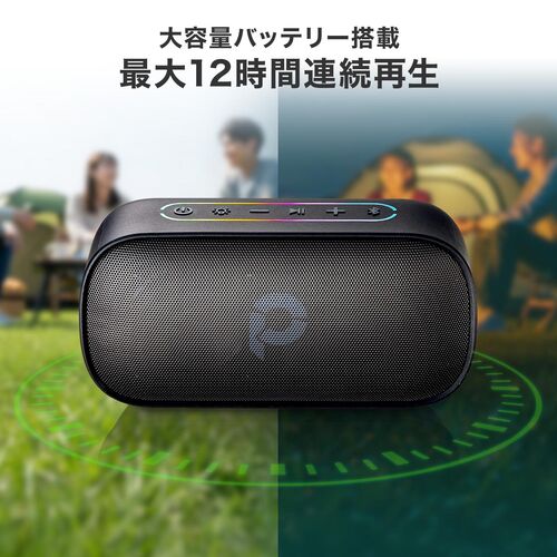 Bluetoothスピーカー（防水・IPX7・コンパクト・8W・AUX・USBメモリ・microSDカード再生対応・ポータブルスピーカー）
