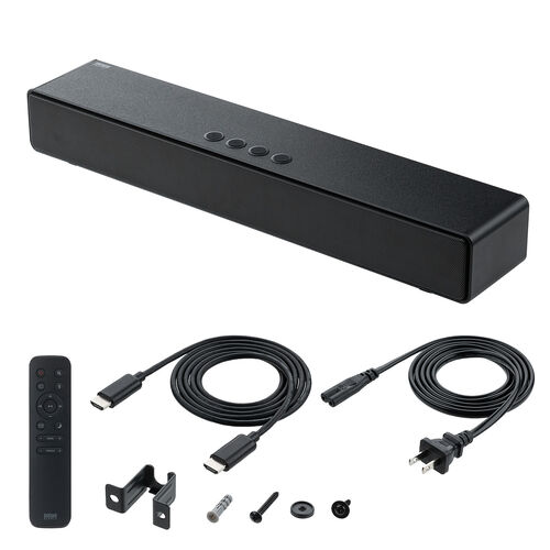 サウンドバー（テレビ用・コンパクト・ARC対応・HDMI接続・リモコン付・スリムスピーカー・Bluetooth・光デジタル・有線）