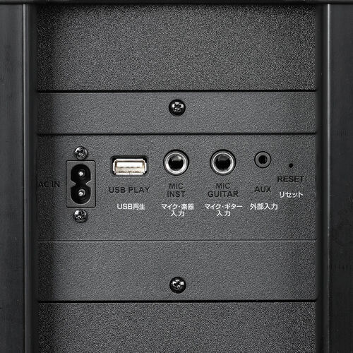 イベントスピーカー（拡声器・マイク2本・ポータブルPAスピーカー・120W・ワイヤレスマイク・バッテリー・AC電源・キャスター搭載・講演・イベント・LED搭載）