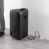 イベントスピーカー（拡声器・マイク2本・ポータブルPAスピーカー・120W・ワイヤレスマイク・バッテリー・AC電源・キャスター搭載・講演・イベント・LED搭載）