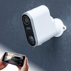 ネットワークカメラ（屋外用・IP65・電源不要・Wi-Fi・無線・防犯・夜間撮影・動体検知・相互音声会話・SDカード録画・スマホ通知）