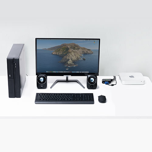 【アウトレット･訳あり・セール】パソコン切替器(2台切替・KVMスイッチ・KVM切替器・VGAディスプレイ・USBキーボード・USBマウス・スピーカー・キーボードエミュレーション機能・専用ドライバー不要・電源不要)