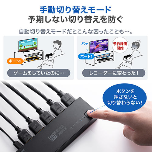 HDMI切替器（4入力1出力・4K/60Hz・HDR・HDCP2.2・自動切替