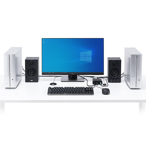 パソコン切替器 HDMI 2台 4K 60Hz KVMスイッチ USBキーボード USBマウス スピーカー マイク Windows macOS 在宅勤務 テレワーク