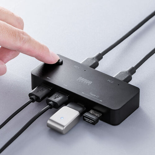 USB切替器（2系統4ポート・USB A/Type C対応・ケーブル付属・5Gbps）