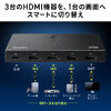 HDMI切替器（3入力1出力・HDMIスイッチ・リモコン操作対応・4K/60Hz・HDR対応・テレビ・モニター・ゲーム機・映像機器用）
