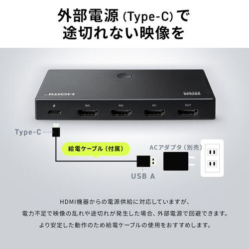 HDMI切替器（3入力1出力・HDMIスイッチ・リモコン操作対応・4K/60Hz・HDR対応・テレビ・モニター・ゲーム機・映像機器用）