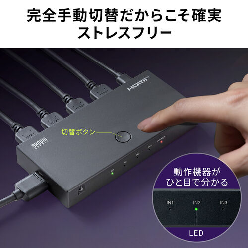 HDMI切替器（4入力1出力・リモコン操作対応・4K/60Hz・HDR対応・HDMIセレクター・テレビ・モニター・ゲーム機・パソコン用）