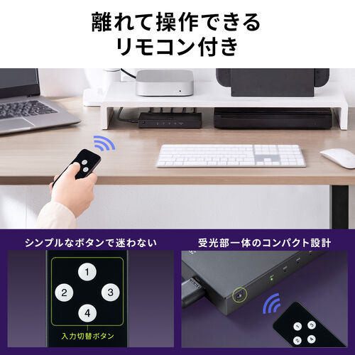 HDMI切替器（4入力1出力・リモコン操作対応・4K/60Hz・HDR対応・HDMIセレクター・テレビ・モニター・ゲーム機・パソコン用）