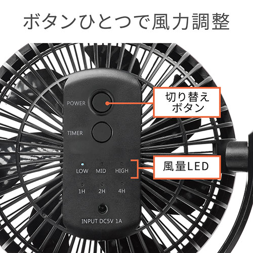 USB扇風機(充電式・マグネット・クリップ・小型・静音・360°角度調節・タイマー・ホワイト）