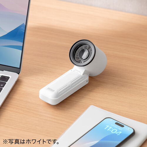 ハンディファン（強力・3WAY・手持ち・首掛け・卓上・風量5段階・USB充電式・携帯扇風機・角度調整・ストラップ付き・ディスプレイ表示・軽量・コンパクト・ブルー）