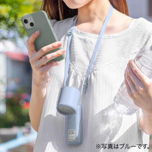 ハンディファン（強力・3WAY・手持ち・首掛け・卓上・風量5段階・USB充電式・携帯扇風機・角度調整・ストラップ付き・ディスプレイ表示・軽量・コンパクト・ホワイト）