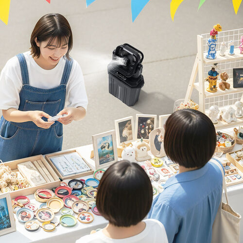 ミストファン 扇風機 10L 自動首振り コードレス USB Type-C 充電式 20000mAh キャンプ 現場 強力送風 リモコン ブラック