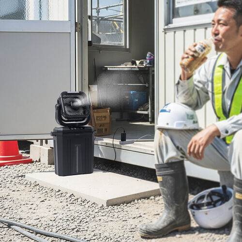 ミストファン 扇風機 10L 自動首振り コードレス USB Type-C 充電式 20000mAh キャンプ 現場 強力送風 リモコン ブラック