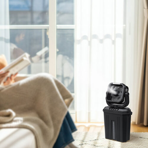 ミストファン 扇風機 10L 自動首振り コードレス USB Type-C 充電式 20000mAh キャンプ 現場 強力送風 リモコン ブラック